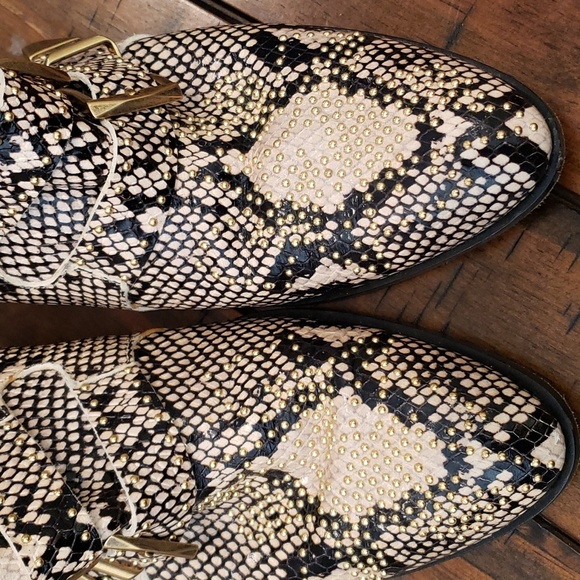 Chloe Snakeskin Ankle Boots with Gold Buckles - Picture 5 of 16